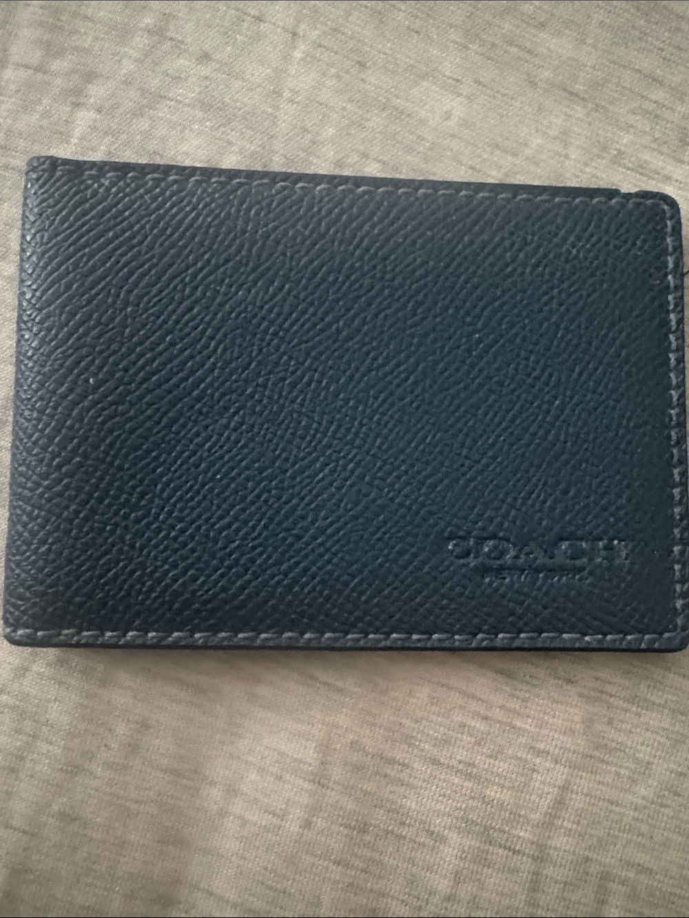 Coach Men's Leather Card & Key Holder in Navy Blue